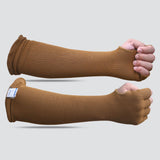 BSV Kevlar Arm Protection Mechanic Sleeves- Heat, Scratch & Cut Resistant Arm Sleeve with Finger Opening - Bite Proof- 18 Inches, Desert Tan, 1 Pair
