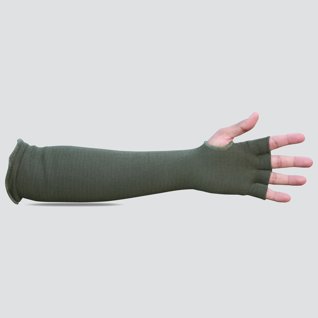 BSV Kevlar Arm Protection Mechanic Sleeves- Heat, Scratch & Cut Resistant Arm Sleeve with Finger Opening - Bite Proof- 18 Inches, Sage Green, 1 Pair